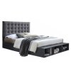 Manželská čalouněná postel 180x200 s roštem a regálem šedá TK3138