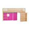 Postel dětská s PC stolem v přírodním provedení v kombinaci s růžovou TK4021