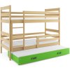 Dětská patrová postel s přistýlkou Norbert borovice/zelená-2