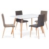 Jídelní stůl 120x80 cm, MDF, bílý matný lak, masiv buk, přírodní odstín DT-605 WT-2