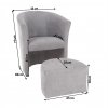 Křeslo s taburetem, šedá, ROSE-2
