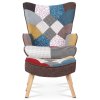 Křeslo ušák s podnožkou potah patchwork látka AKR120PW