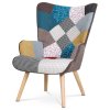 Křeslo ušák s podnožkou potah patchwork látka AKR120PW