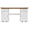 Belluno Elegante bílý psací stůl z masivu s dubovou deskou