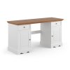 Belluno Elegante bílý psací stůl z masivu s dubovou deskou