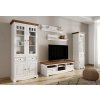Belluno Elegante velký bílý televizní stolek z masivu s dubovou deskou