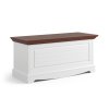 Belluno Elegante bílá truhla / skříňka z masivu s ořechovou deskou