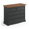 Belluno Elegante grafitová komoda s 5 zásuvkami z masivu s dubovou deskou