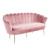 Luxusní pohovka, 3-sed, růžová Velvet látka / chrom zlatý, styl Art-deco, NOBLIN