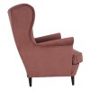 Křeslo ušák starorůžová látka noha ořech TKR100R