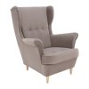 Křeslo ušák béžovošedá látka noha buk TKR100BS