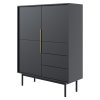 Komoda černá se šuplíky a dveřmi 154cm TKO100C-3D3S