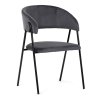Židle jidelní šedá látka černá kovová noha AJZ126S