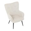 Křeslo ušák krémová látka nohy černý kov AKR149K