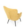 Křeslo ušák žlutá látka nohy černý kov AKR149ZL
