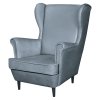 Křeslo ušák šedomodrá wenge TKR108SM