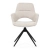 Jídelní židle krémová látka 360° vratný mechanismus černý kov AJZ214K