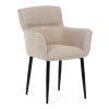 Jídelní židle krémová látka černý matný lak kovové nohy AJZ216K