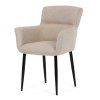 Jídelní židle krémová látka černý matný lak kovové nohy AJZ216K