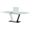 Jídelní stůl rozkládací 160-210x80 cm bílý matný lak tvrzené sklo AJS160B