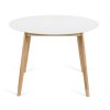 Jídelní stůl kulatý 105 cm bílá deska nohy dub HJS104B-105