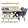 Jídelní set pro 6 osob 200x90 cm dub, šedá samet VJS120-61S-S