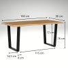 Jídelní set pro 4 osoby 160x90 cm dub noha U černá židle VJS156-4C