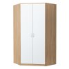 Rohová šatní skříň 106 cm s bílými dveřmi a korpusem v dekoru dub sonoma KN838
