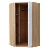 Rohová šatní skříň 106 cm s bílými dveřmi a korpusem v dekoru dub sonoma KN838-2