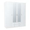 Šatní skříň 168 cm s bílými dveřmi se zrcadlem a bílým korpusem KN841