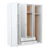 Šatní skříň 168 cm s bílými dveřmi se zrcadlem a bílým korpusem KN841