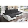 Rozkládací rohová sedačka v bílé a šedé barvě KN282
