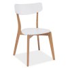 Dřevěná jídelní židle v bílé barvě s konstrukcí v dekoru dub KN1182
