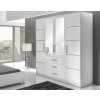 Šatní skříň 196 cm v bílé barvě se zásuvkami a zrcadly KN303