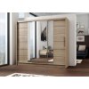 Šatní skříň 250 cm se zrcadlem s posuvnými dveřmi a korpusem v dekoru dub sonoma KN596