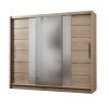 Šatní skříň 250 cm se zrcadlem s posuvnými dveřmi a korpusem v dekoru dub sonoma KN596
