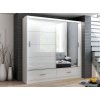 Šatní skříň 203 cm v elegantní bílé barvě s osvětlením KN510