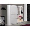 Šatní skříň se zrcadlem 180 cm s posuvnými bílými dveřmi a bílým korpusem KN535