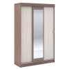 Šatní skříň 130 cm s policemi a zrcadlem v kombinaci světlý a tmavý jasan šimo KN700 3D