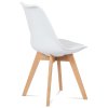 Jídelní židle plastová bílá s koženkovým sedákem, nohy masiv buk CT-752 WT - 6