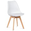 Jídelní židle plastová bílá s koženkovým sedákem, nohy masiv buk CT-752 WT - 8