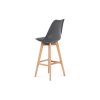 Barová židle v šedé barvě s dřevěnou konstrukcí v dekoru buk CTB-801 GREY-OBR2-1 new