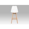 Barová židle v bílé barvě s dřevěnou konstrukcí v dekoru buk CTB-801 WT-1