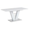 Rozkládací jídelní stůl 120+40x80 cm bílý lesk broušený nerez AJS129B