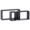 Polička nástěnná, sada 3 ks, MDF, barva šedá matná, baleno v ochranné fólii ABD110S