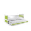Dětská postel s přistýlkou v kombinaci bílé a zelené barvy 90x200 cm F1133-1