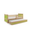 Dětská postel s přistýlkou v dekoru borovice v kombinaci se zelenou barvou 90x200 cm F1133-1
