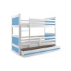 Dětská patrová postel s úložným prostorem v kombinaci bílé a modré barvy F1133-1