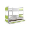 Dětská patrová postel s úložným prostorem v kombinaci bílé a zelené barvy F1133-1