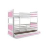 Dětská patrová postel s úložným prostorem v kombinaci bílé a růžové barvy F1133-1